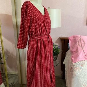 3/4 Sleeve Faux Wrap Midi Career Dress Sz S